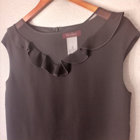 Max Mara Sheer and Ruffle Neckline Cap Sleeve Dress - Picture 5 of 9